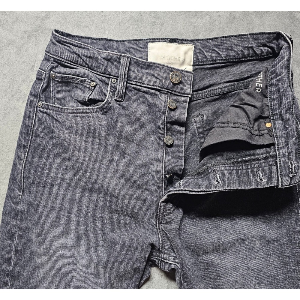 Mother The Tomcat High Rise Straight Leg Jeans Lies Lies Lies Black 30 1364-846